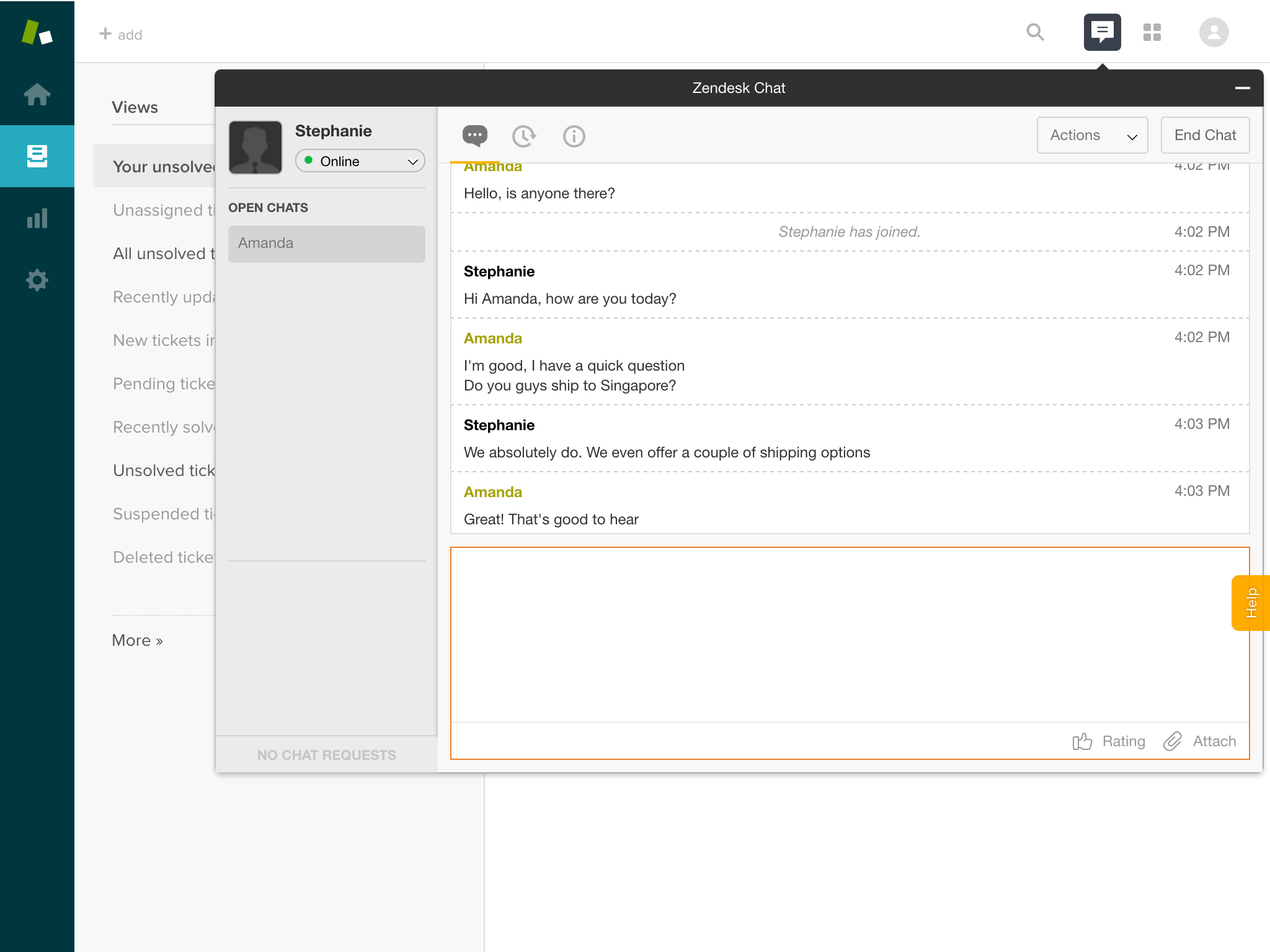 Zendesk Chat App Integration with Zendesk Support